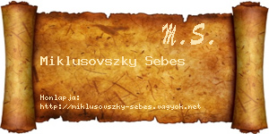 Miklusovszky Sebes névjegykártya